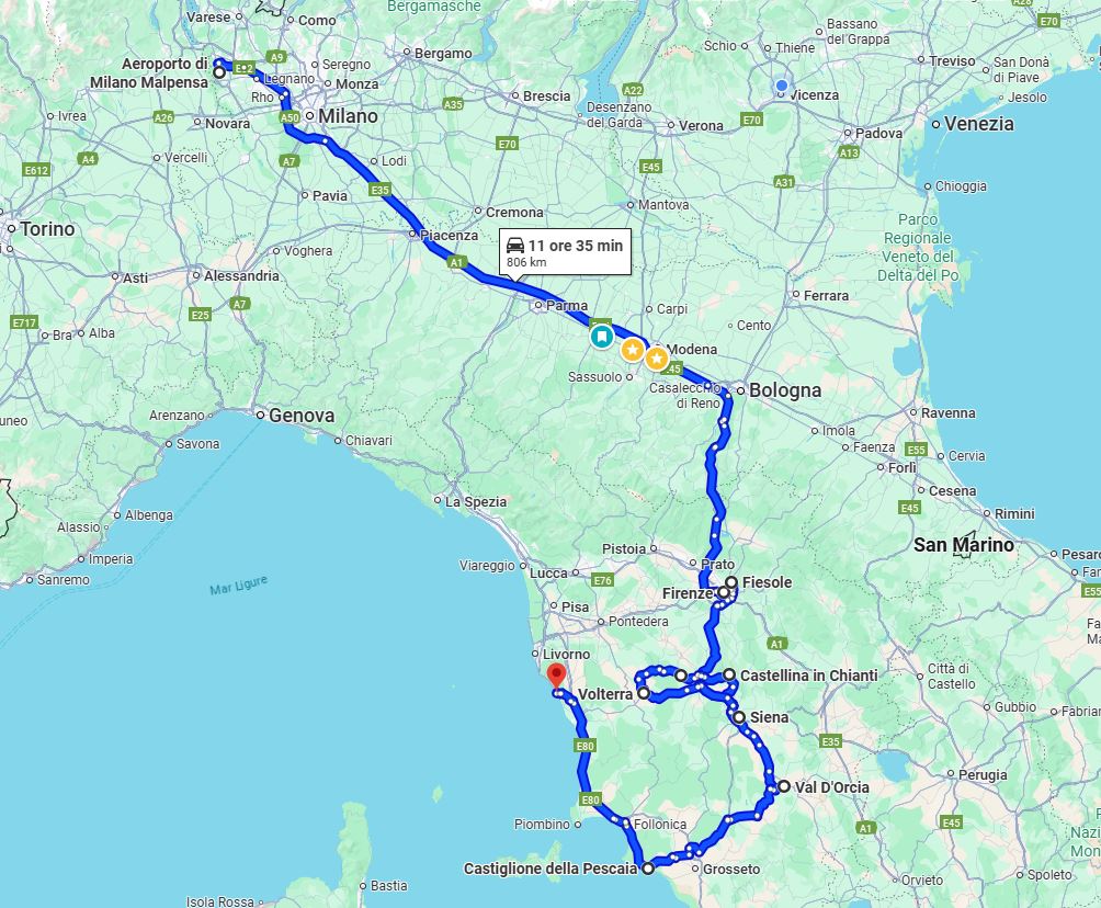 Itinerario Toscana da Milano