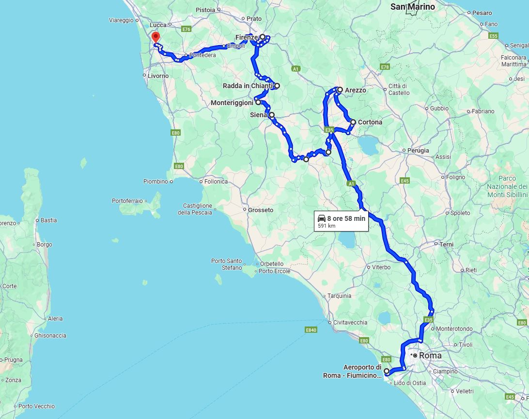 Itinerario Toscana da Roma